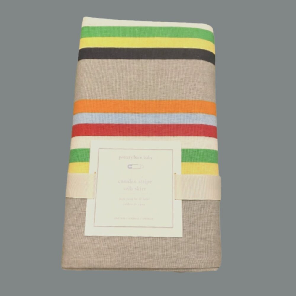 Pottery Barn Baby Crib Skirt Camden Stripe Linen / Cotton